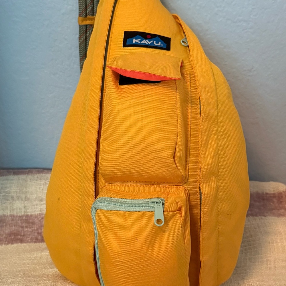 Kavu Yellow Sling Backpack Durable Structured Design